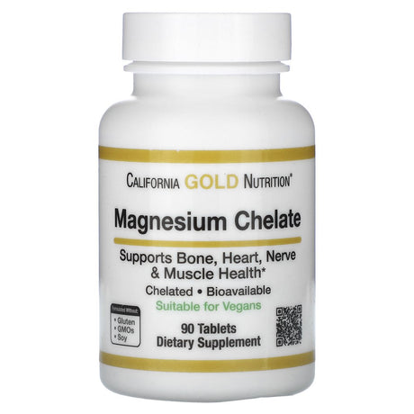 California Gold Nutrition Magnesium Chelate, 210 Mg, 90 Tablets (105 Mg per Tablet )