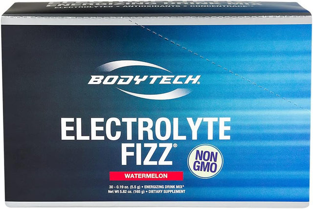 BODYTECH Electrolyte Fizz Packets, Watermelon - Supports Energy & Endurance with 1200MG of Vitamin C, on the Go Refreshment (30 Packets)