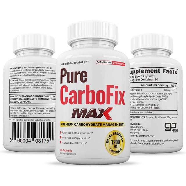 (3 Pack) Pure Carbo Fix Max 1200MG Diet Pills Weight Loss Supplement 180 Capsules