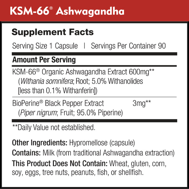 KSM-66 Ashwagandha by Dailynutra - 600Mg Organic Root Extract - High Potency Supplement with 5% Withanolides | Stress Relief, Increased Energy and Focus (60 Capsules)