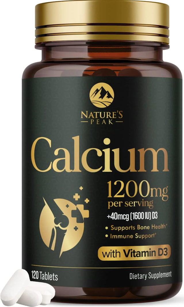 Nature'S Calcium 1200 Mg with Vitamin D3, Bone Health & Immune Support for Women & Men, Calcium Supplement Made with Extra Strength Vitamin D for Carbonate Absorption Dietary Supplement - 120 Tablets