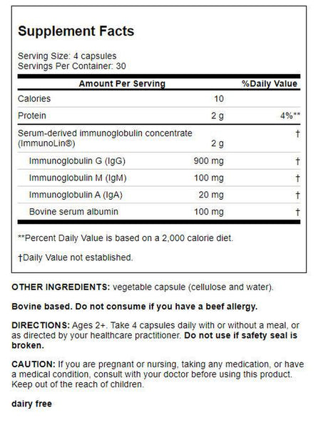 Just Thrive Ultimate Igg - Complete Gut Health and Immune Support - No Lactose, Casein, or Dairy, 120 Vegetable Capsules