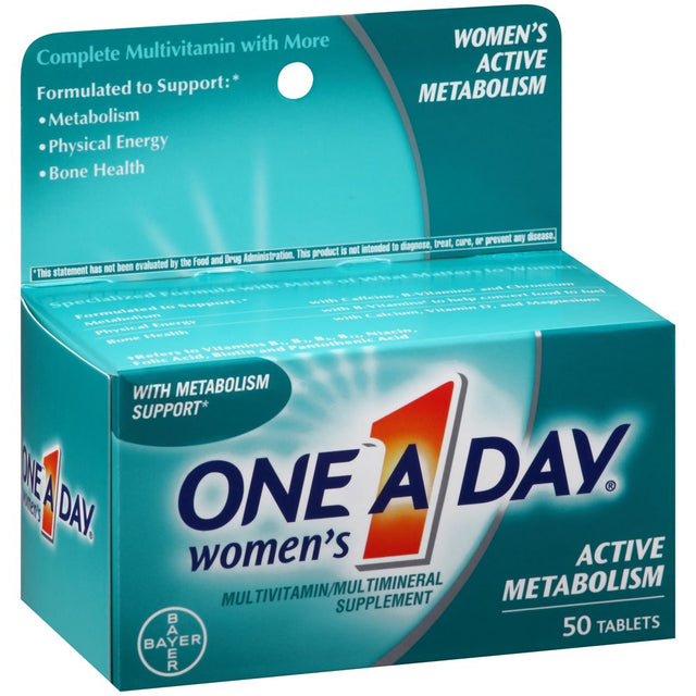 One a Day Women'S Active Metabolism Multivitamins, Supplement with Vitamins A, C, E, B2, B6, B12, Iron, Calcium and Vitamin D, 50 Ct.