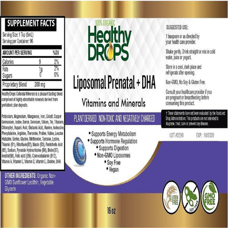 Liposomal Prenatal Vitamins - Minerals and DHA 8 Oz