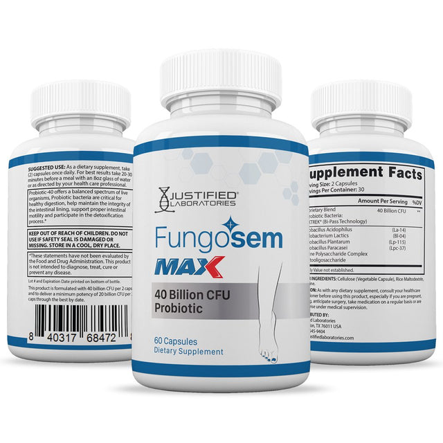 (5 Pack) Fungosem Hack Max 40 Billion CFU Probiotic Nail Support 300 Capsules