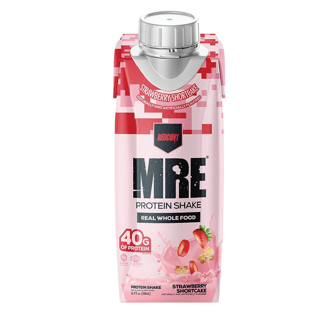 REDCON1 MRE Ready to Drink Protein Shakes, Strawberry Shortcake - 40Grams Protein Drinks with Whole Food Sources - Sugar Free RTD Shake Formulated to Fuel Athletes at Any Time (12 Pack)