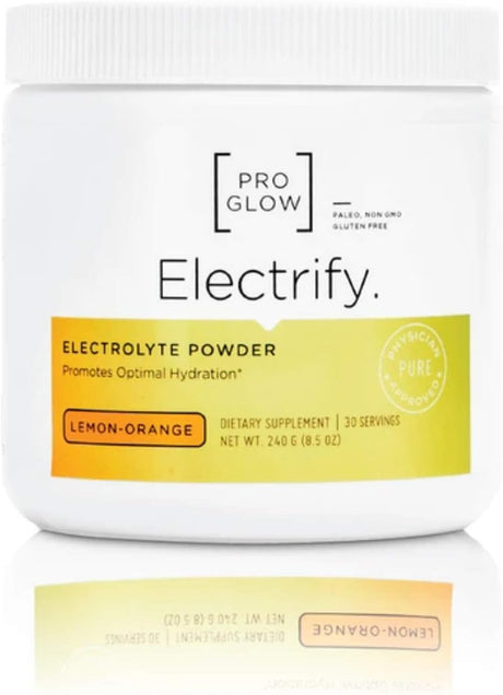 Lemon-Orange Electrolyte Replacement Supplement Powder with Stevia for Hydration - Proglow Electrify (30 Servings)