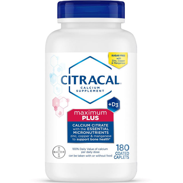 Citracal Maximum plus Calcium Citrate with Vitamin D3, Caplets, 180Ct