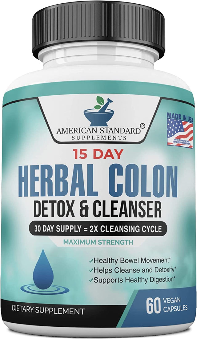 Colon Cleanse, Colon Detox, Colon Cleanse Pills, Colon Cleanser, Herbal Laxative, Detox Cleanser, Detox Supplements for Bloating, Constipation Relief, Digestive Health, Bowel Movement. 60 Vegan Caps