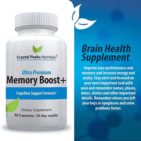 Memory Boost + Brain Health Supplement - Improve Focus, Clarity, Energy, Recall, Alertness and Cognitive Function. 60 Capsules/30-Day Supply