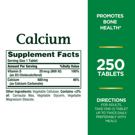 Nature'S Bounty Calcium 600 + Vitamin D3 Tablets, 600 Mg, 250 Ct