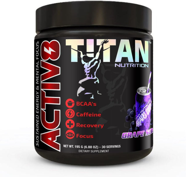 Titan Nutrition Activ8- Bcaa'S with Caffeine and Electrolytes for Sustained Energy and Mental Focus (Grape Soda)