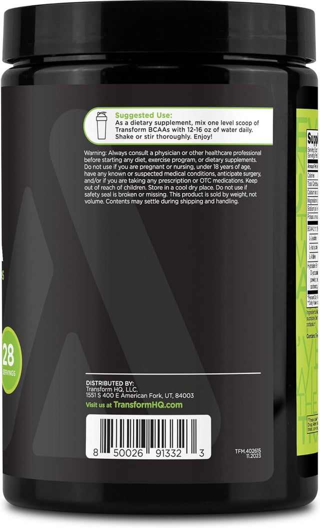 Transformhq BCAA 2:1:1 Powder - (Kiwi Strawberry) 28 Servings - Perform - Gluten Free, Non-Gmo