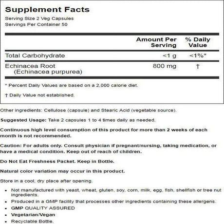 NOW Foods Echinacea 400 Mg 100 Veg Caps