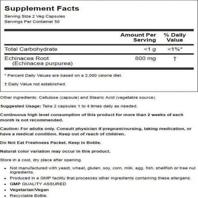 NOW Foods Echinacea 400 Mg 100 Veg Caps