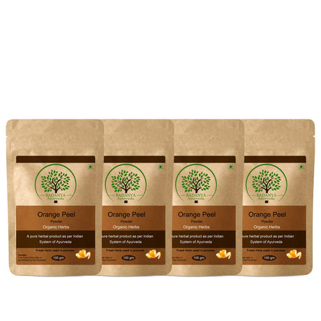 Orange Peel Powder 100 Gram - Indian Pure Natural Essential Organic Herbal Supplement Powder - Pack of 4