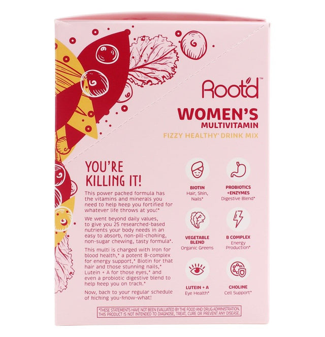 Root'D - Women'S Multivitamin Fizzy Healthy Drink Mix Acai - 24 Stick Pack(S)