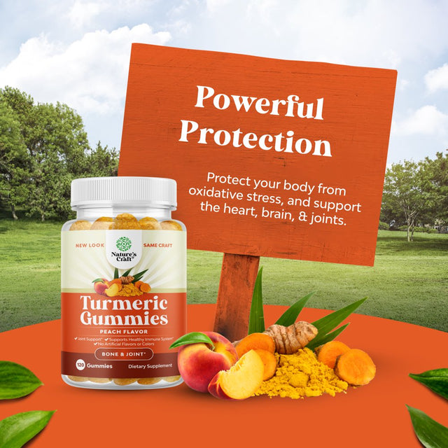 Turmeric Gummies for Adults Peach Flavor - Extra Strength Health Support Gummies with Turmeric Curcumin with Black Pepper Extract and Ginger - Turmeric and Ginger Peach Gummies Vitamins for Adults