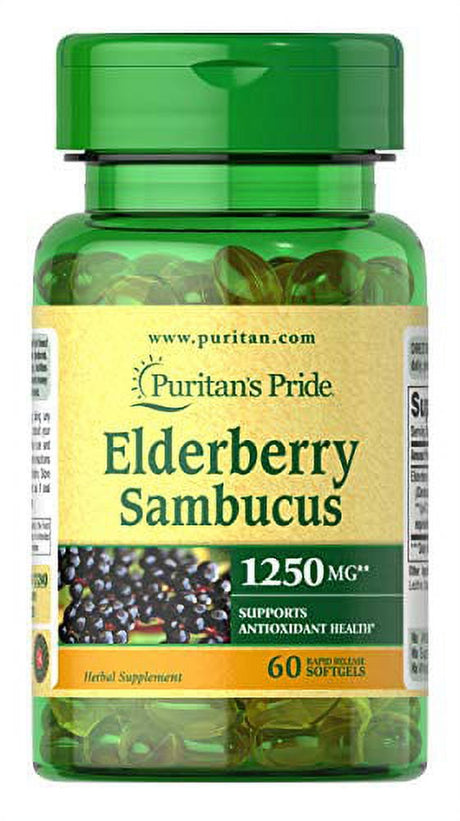 Elderberry Sambucus 1250Mg, Supports Antioxidant Health, 60Ct by Puritan'S Pride