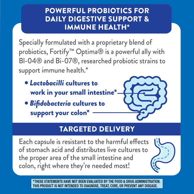 Nature'S Way Fortify Optima 50 Billion Daily Probiotic, Probiotic Strains, Supports Digestive and Immune Health, 30 Capsules