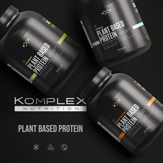 Komplex Nutrition Plant Based Protein Powder (25 Servings) - Coconut Flavored Natural, Vegan, Zero Sugar, Low Fat, Non GMO Dietary Supplement Made from 29 Natural Greens & Fruits