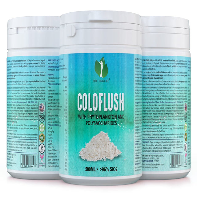 For Long Life Coloflush - Gentle Intestinal Cleansing Supplement with Polysaccharide Prebiotic Fiber for Optimal Digestive Health