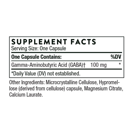 Thorne Pharmagaba-100, GABA Supplement, 100 Mg Natural Source Gamma-Aminobutyric Acid, Support a Calm State of Mind and Restful Sleep, 60 Capsules