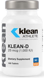 Klean Athlete - Klean-D 25 Mcg (1,000 IU) - Targeted Support When the Body Can'T Produce Vitamin D Naturally - NSF Certified for Sport - 100 Tablets