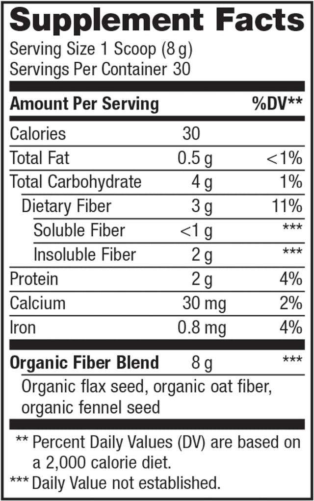 Renew Life Daily Digestive Organic Prebiotic Fiber Powder, Daily Supplement Supports Digestive and Immune Health, Soluble and Insoluble Fiber, Dairy and Soy Free, 8.5 Oz.