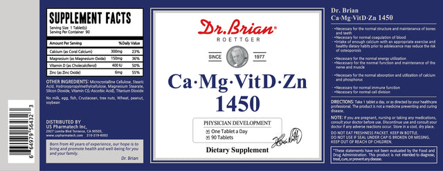 Dr. Brian Calcium Magnesium Zinc Supplement 90 Tablet for Bone Strength Joint Teeth Nerve Health, Calcium 300Mg Magnesium 150Mg Zinc 6Mg with Vitamin D3 400Iu, 3 Month Serving, Non-Gmo Soy Gluten Free