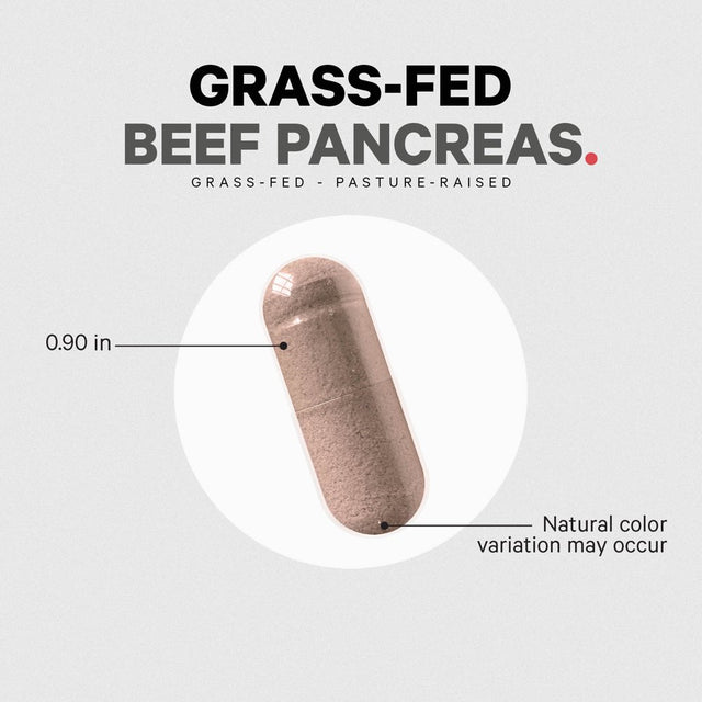 Codeage Grass-Fed Beef Pancreas, Grass-Finished, Pasture-Raised, Non-Defatted Glandular Supplement, 180 Ct