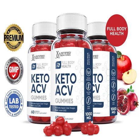 (3 Pack) Full Body Health Keto ACV Gummies 1000MG Dietary Supplement 180 Gummys