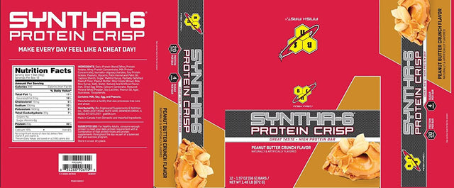 BSN Peanut Butter Protein Crisp Snack Bar, 12 Count