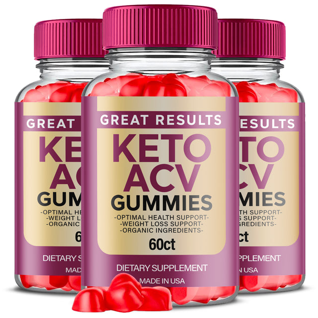 (3 Pack) Great Results Keto ACV Gummies - Energy & Focus Boosting Dietary Supplements for Weight Management & Metabolism - Fat Burn - 180 Gummies