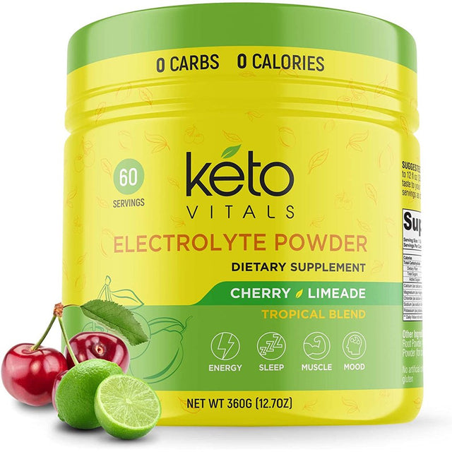 Keto Vitals Keto Electrolytes Powder for Hydration, Sleep, Energy, Muscle Function Cherry Limeade 10 Oz