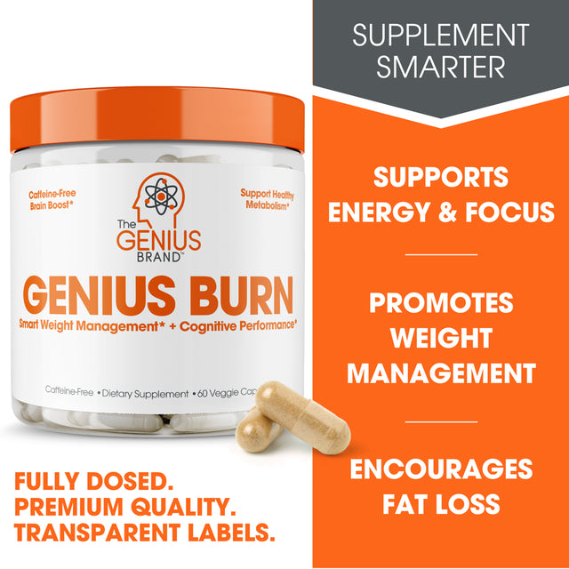 Fat Burner Supplement with Ashwagandha & Teacrine Appetite Suppressant Thermogenic for Weight Loss & Energy Support, Genius Burner by the Genius Brand