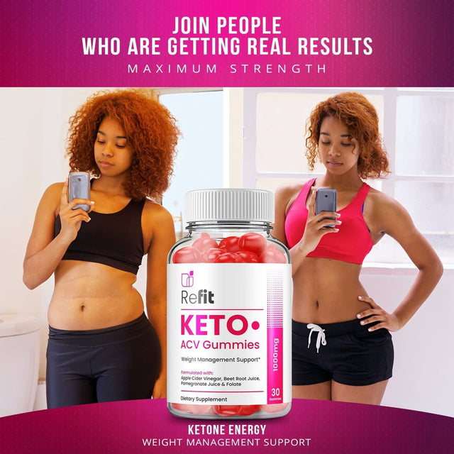 Refit Keto ACV Gummies Refit ACV Advanced Keto Formula plus Apple Cider Vinegar Keto Gummies Dietary Supplement B12 Beet Root Juice Men Women 60 Gummies