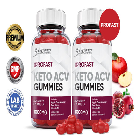 (2 Pack) Profast Keto ACV Gummies 1000MG Dietary Supplement 120 Gummys