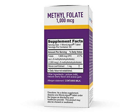 Superior Source Methylfolate 5-MTHF 1000 Mcg, Quick Dissolve Sublingual Tablets, 60 Ct, Biologically Active Form of Folate, Cardiovascular Health, Energy Metabolism & Prenatal Development, Non-Gmo