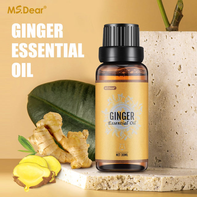 Ginger Essential Oil for Lymphatic Drainage Massage, Weight Loss and Swelling Pain, Pure Natural Belly Drainage Ginger Oil anti Cellulite Massage Ginger Oil, 30Ml