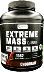 Extreme Mass Chocolate Weight Gainer, Muscle Builder, 10 Lbs (4.54Kg) Less Sugar for Intense Workout Training, High Calorie Fortified Whey Protein