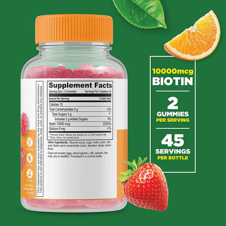 Lifeable Biotin Gummies - 10,000 Mcg - 90 Gummies