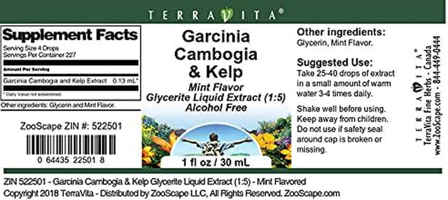 Terravita Garcinia Cambogia & Kelp Glycerite Liquid Extract (1:5) - Mint Flavored (1 Oz, ZIN: 522501)