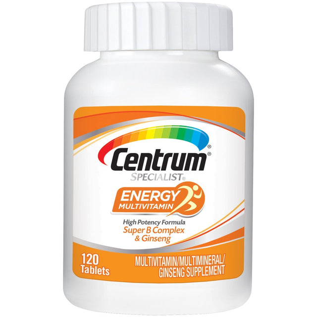 Centrum Specialist Energy Multivitamin Ginseng Supplement Tablets, 120 Ct