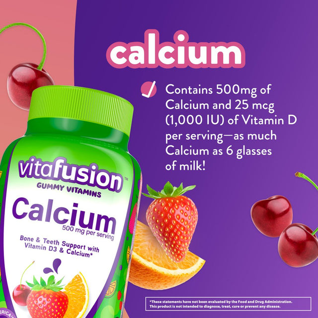 Vitafusion Chewable Calcium Gummy Vitamins, Fruit and Cream Flavored, 100 Count