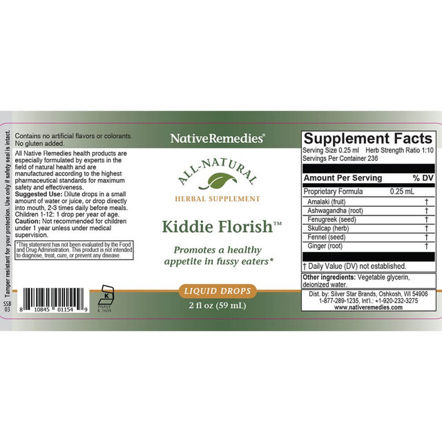 Nativeremedies Kiddie Florish - All Natural Herbal Supplement Promotes a Healthy Appetite in Picky Eaters - 59 Ml