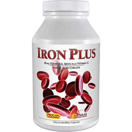 Andrew Lessman Iron plus 90 Capsules - 18Mg Iron, 100% Pure Amino Acid Chelated Iron (Glycinate & Aspartate), plus Vitamin C for Increased Absorption, Small, Easy to Swallow Capsules, N