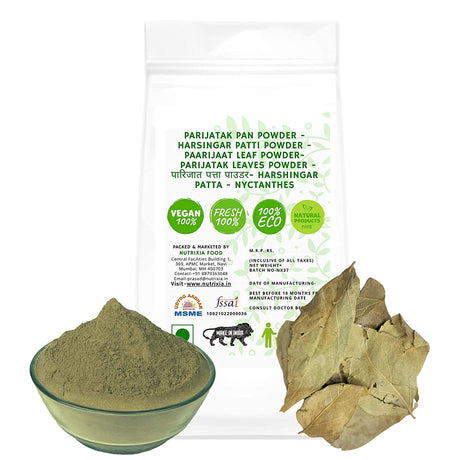 Parijatak Pan Powder - Harsingar Patti Powder - Paarijaat Leaf Powder- Parijatak Leaves Powder - पारिजात पत्ता पाउडर- Harshingar Patta - Nyctanthes Arbor-Tristis (50 Gms)