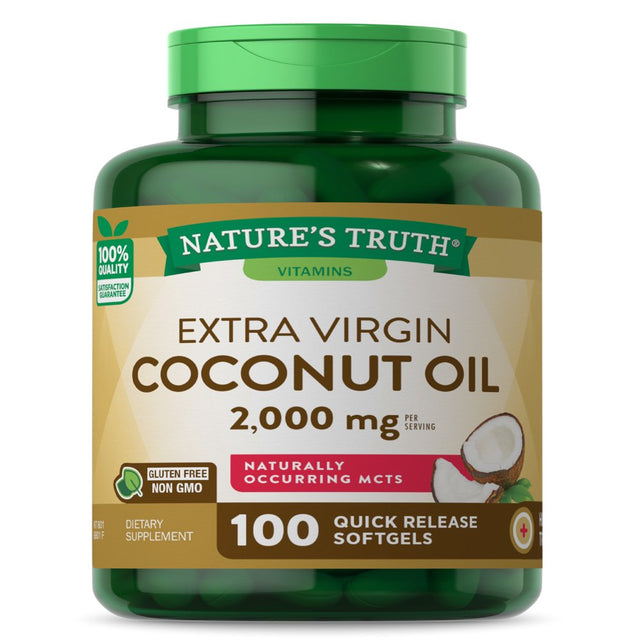 Coconut Oil Capsules 2000 Mg | 100 Softgels | Naturally Occuring Mcts | Non-Gmo & Gluten Free | by Nature'S Truth