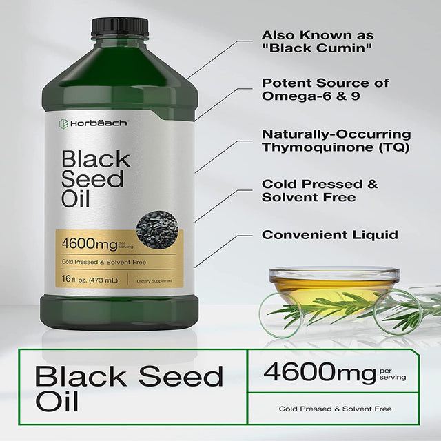 Black Seed Oil | 4600Mg | 16 Oz | Vegetarian Formula | by Horbaach